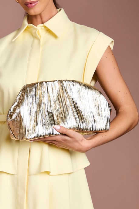 Oak Metallic Ruched Clutch Bag - Image 2