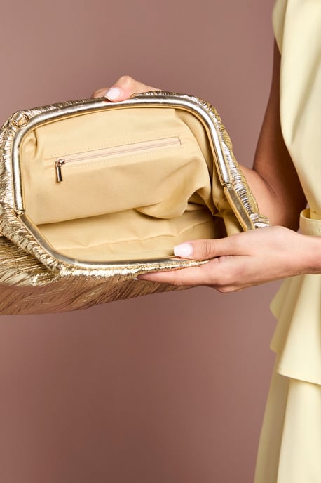 Oak Metallic Ruched Clutch Bag - Image 3