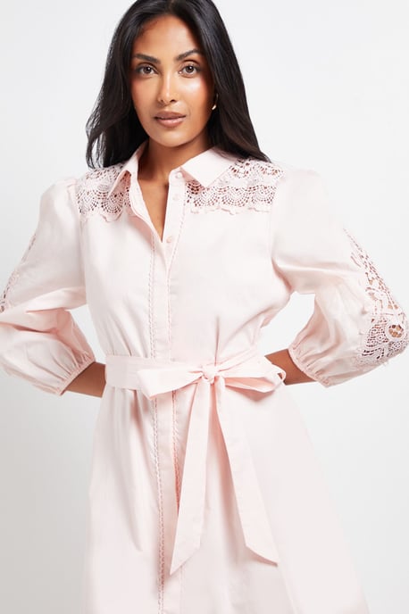 Petite Occasion Cotton Cutwork Detail Shirt Dress - Image 2