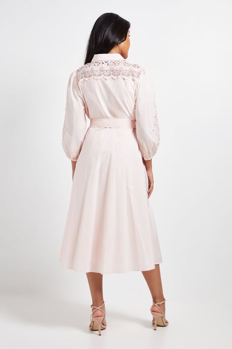 Petite Occasion Cotton Cutwork Detail Shirt Dress - Image 3