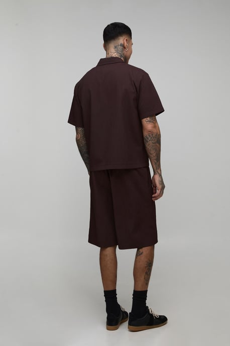 Tall Textured Oversized Boxy Shirt & Relaxed Short Set - Image 2