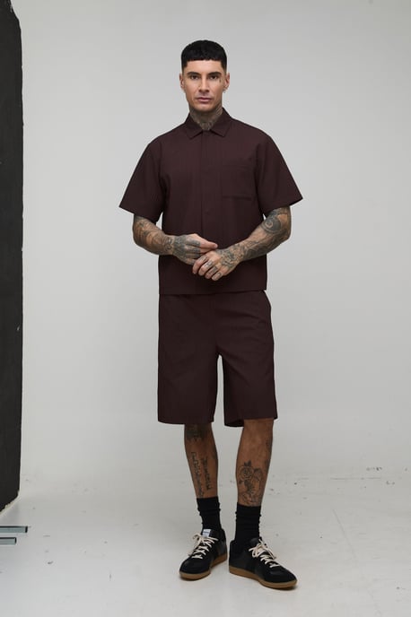 Tall Textured Oversized Boxy Shirt & Relaxed Short Set - Image 4