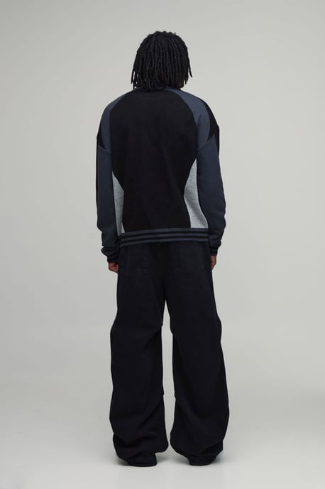 Tall Boxy Relaxed Moto Jacquard Knitted Jumper - Image 2