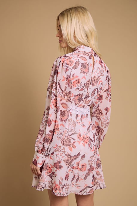 Print Collar Mini Fit and Flare Dress - Image 3