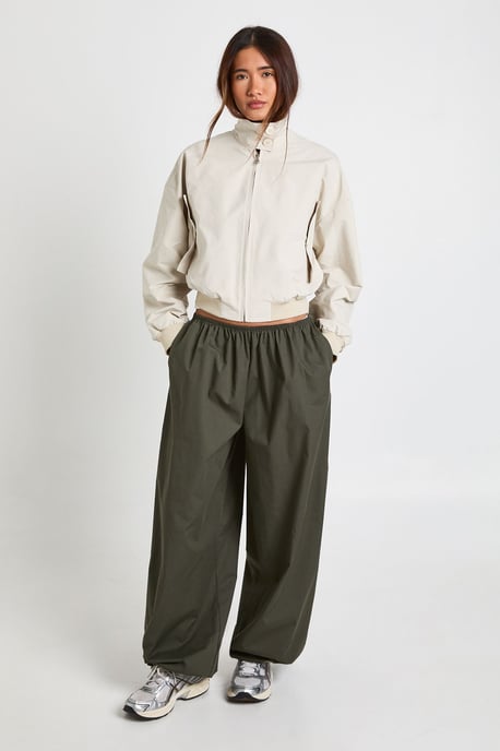 Button Funnel Neck Lightweight Bomber Jacket - Image 3