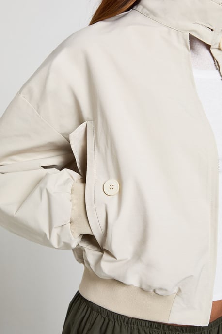 Button Funnel Neck Lightweight Bomber Jacket - Image 4