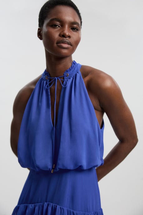 Crinkle Chiffon Halterneck Woven Maxi Dress - Image 2