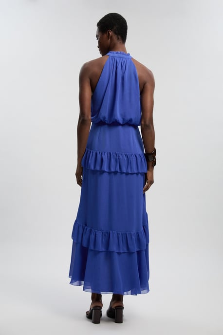 Crinkle Chiffon Halterneck Woven Maxi Dress - Image 3