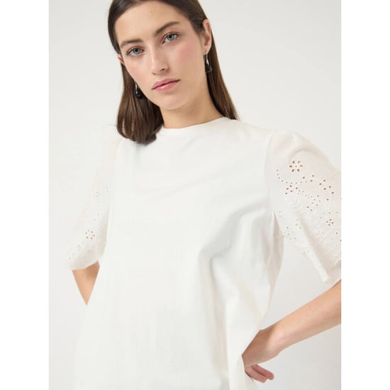 Y.A.S Yaslex ss top w. emb sleeves s. noos star white - Image 3
