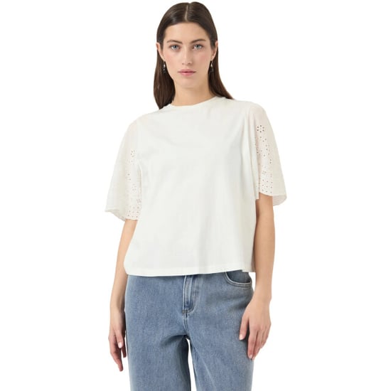 Y.A.S Yaslex ss top w. emb sleeves s. noos star white - Image 4