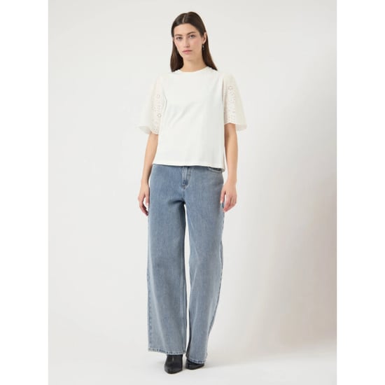 Y.A.S Yaslex ss top w. emb sleeves s. noos star white - Image 5