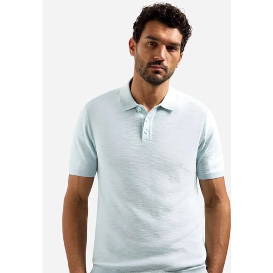 No Excess Pullover short sleeve polo slub sky - Image 2