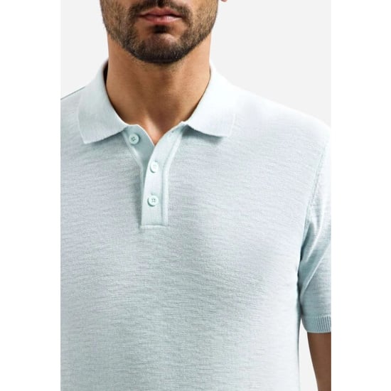 No Excess Pullover short sleeve polo slub sky - Image 6