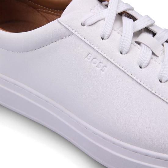 Men's Boss Kieran Leather Trainers in Natural - Image 3