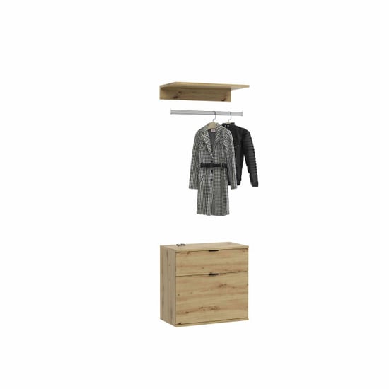 Furnilux Garderobe-element projektxschoenenkast eik ladekast + kledingroede - Image 1