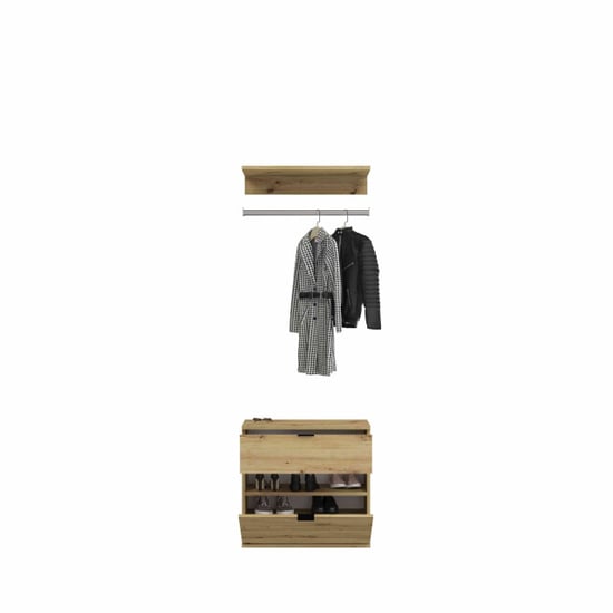 Furnilux Garderobe-element projektxschoenenkast eik ladekast + kledingroede - Image 2