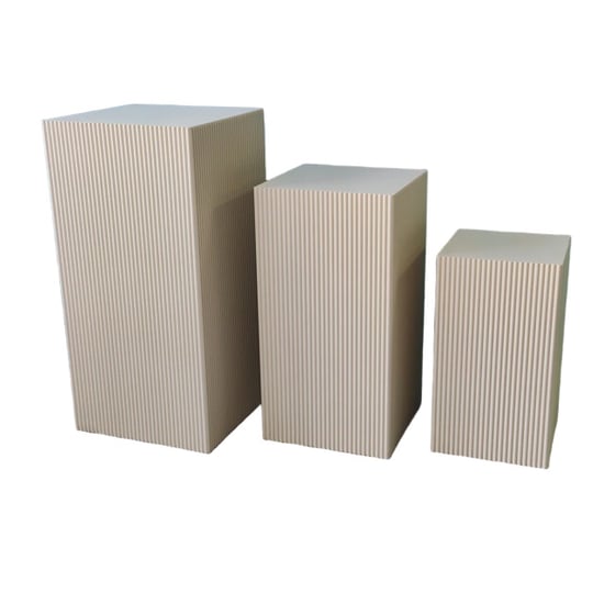 House Vitamin Set of 3 square sand mdf side tables / display pedestals – 50, 65 & 80 cm - Image 1