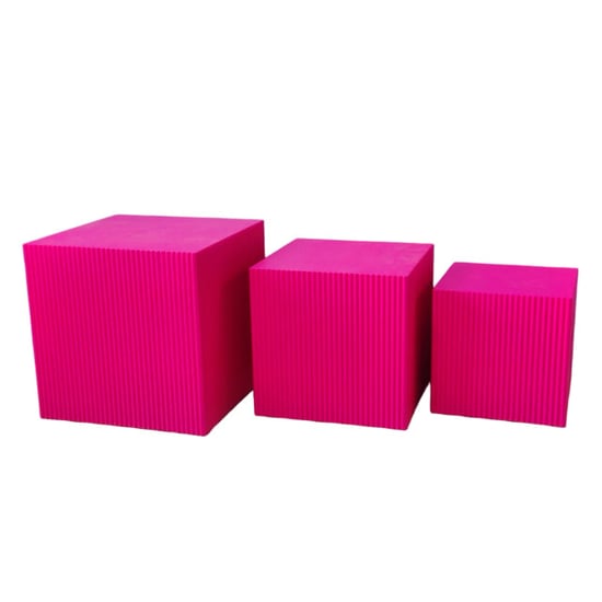 House Vitamin Set of 3 square pink mdf side tables / display pedestals – 29, 34 & 40 cm - Image 1