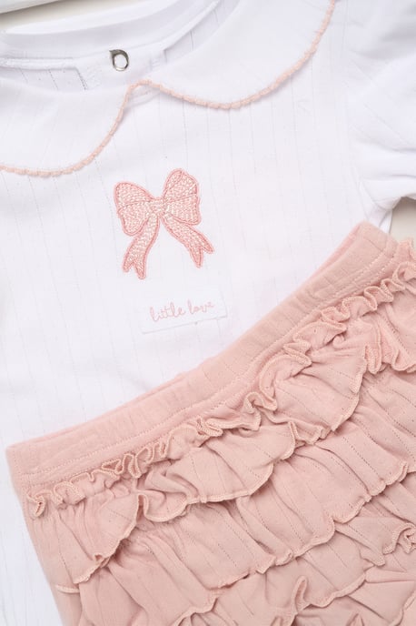 4-Piece Bow Print Baby Outfit Set - Image 4