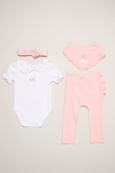 4-Piece Teddy Print Baby Outfit Set - Image 1