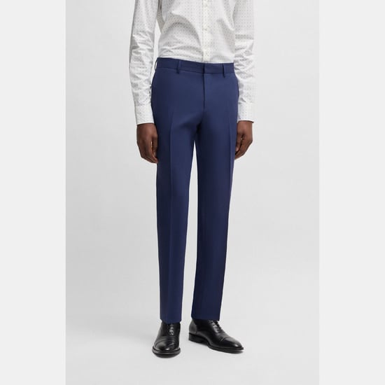 Men's Boss H-Genius-MM-224 Slim-Fit Trousers in Navy - Image 2