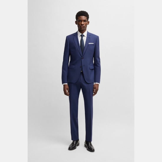 Men's Boss H-Genius-MM-224 Slim-Fit Trousers in Navy - Image 4