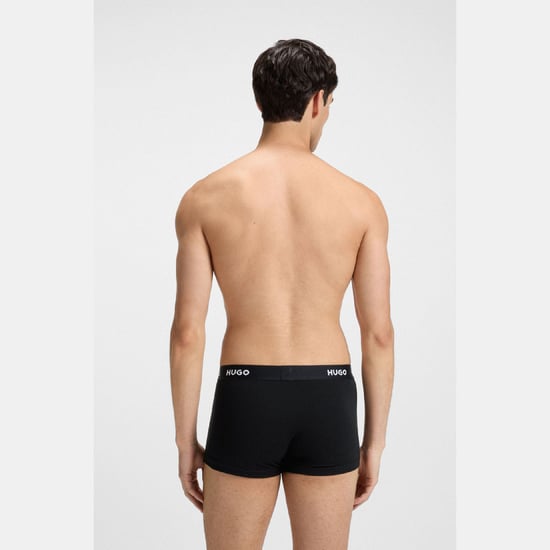 Men's Hugo 3 Pack of Logo Waistband Trunks in Black - Image 4