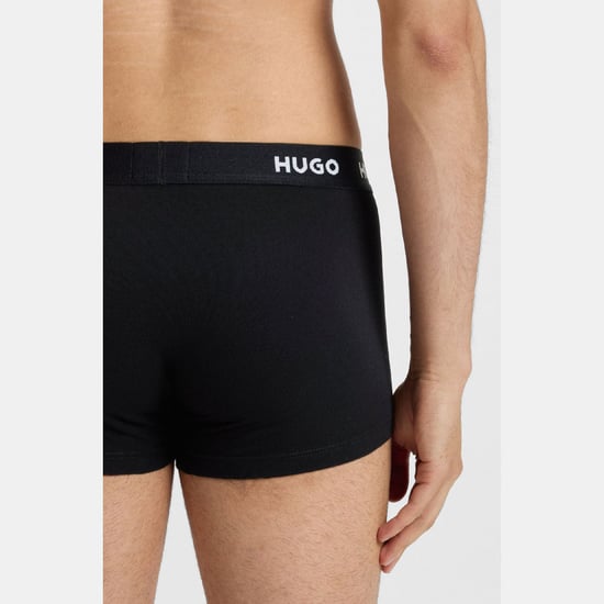 Men's Hugo 3 Pack of Logo Waistband Trunks in Black - Image 5