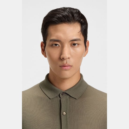 Men's Boss Helbert Regular Fit Shirt in Virgin Wool in Brown - Image 3