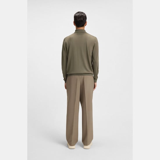 Men's Boss Helbert Regular Fit Shirt in Virgin Wool in Brown - Image 4