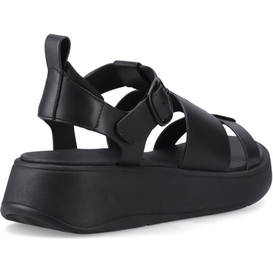 Fitflop F-Mode Vissersleren Dames Zwarte Smalle Sandalen - Image 2