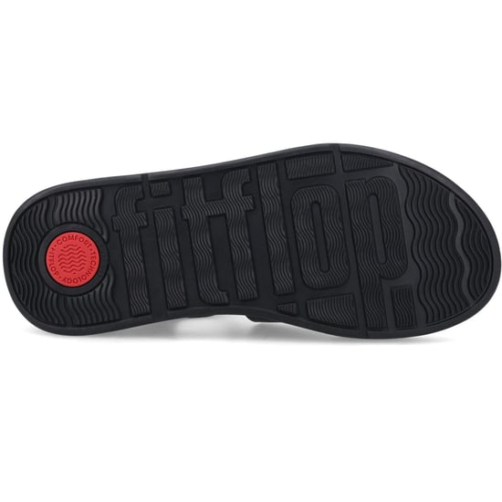 Fitflop F-Mode Vissersleren Dames Zwarte Smalle Sandalen - Image 3