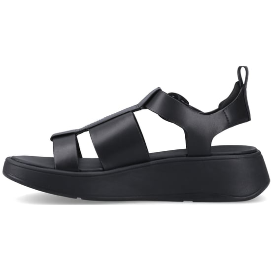 Fitflop F-Mode Vissersleren Dames Zwarte Smalle Sandalen - Image 4