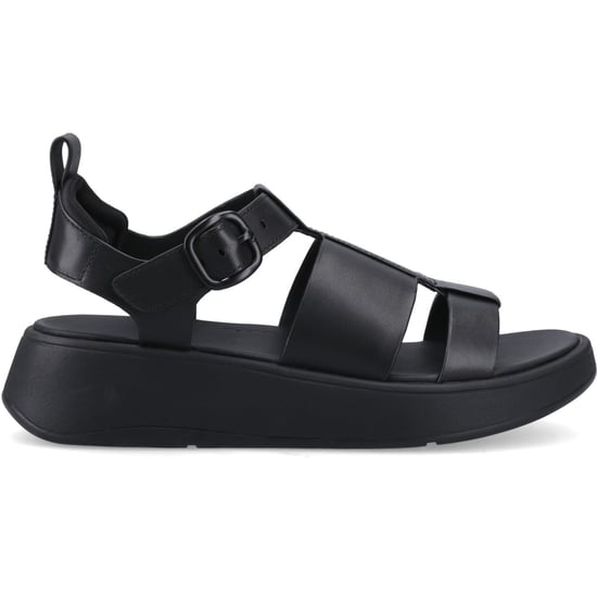 Fitflop F-Mode Vissersleren Dames Zwarte Smalle Sandalen - Image 5