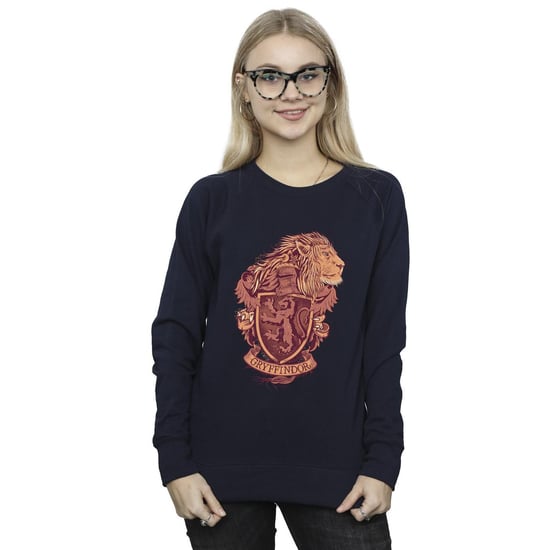Harry Potter Dames/Dames Gryffindor Schets Crest Sweatshirt (Marineblauw) - Image 3