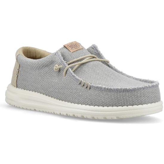 HEYDUDE Wally Gevlochten Polyester Heren Flanel Grijs/Olijfgrijs Moccassins Schoenen - Image 1