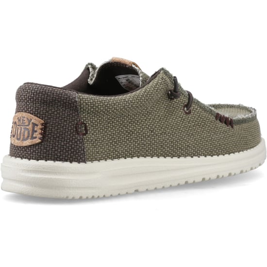 HEYDUDE Wally Vlechtpolyester Heren Gebrande Olijfgroen/Delicioso Bruine Mocassinschoenen - Image 2