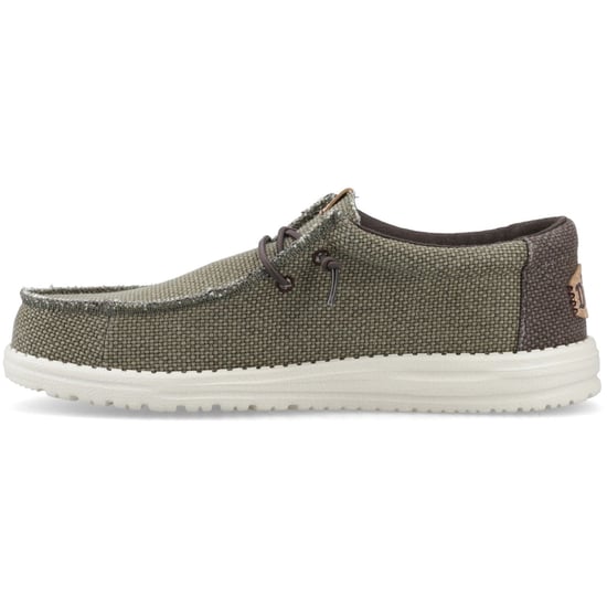HEYDUDE Wally Vlechtpolyester Heren Gebrande Olijfgroen/Delicioso Bruine Mocassinschoenen - Image 4
