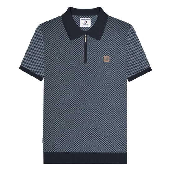 Lambretta Mens Knitted Quarter Zip Polo Shirt (Navy) - Image 1