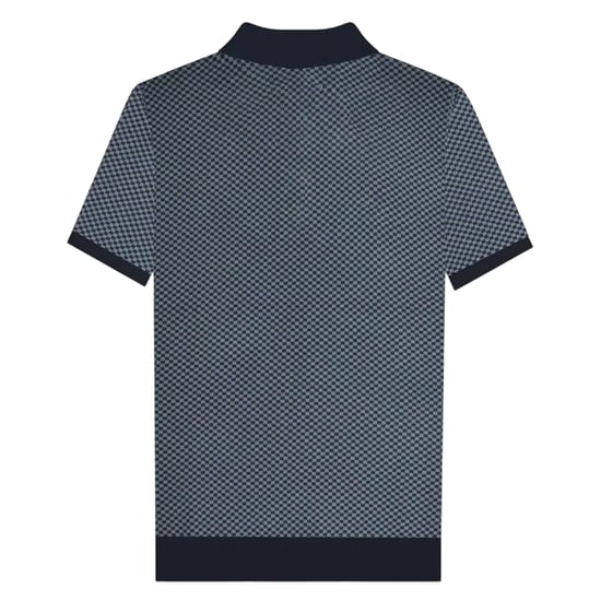 Lambretta Mens Knitted Quarter Zip Polo Shirt (Navy) - Image 2