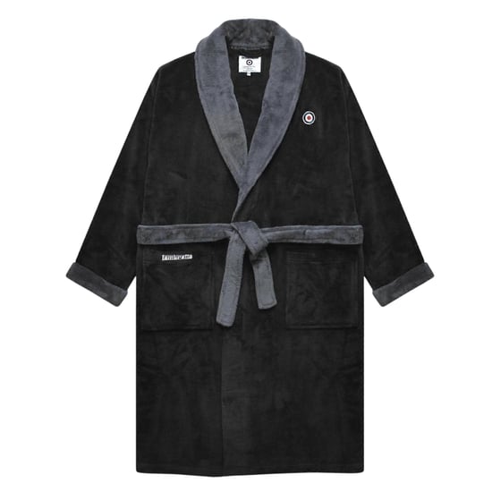 Lambretta Mens Luxury AW25 Dressing Gown (Black/Iron) - Image 1