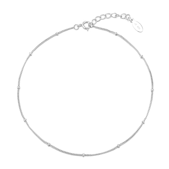 Sterling Silver Beaded Anklet - Image 1