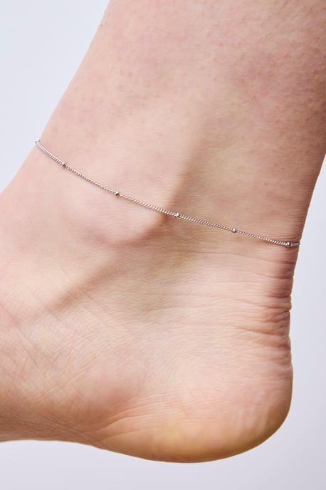 Sterling Silver Beaded Anklet - Image 3