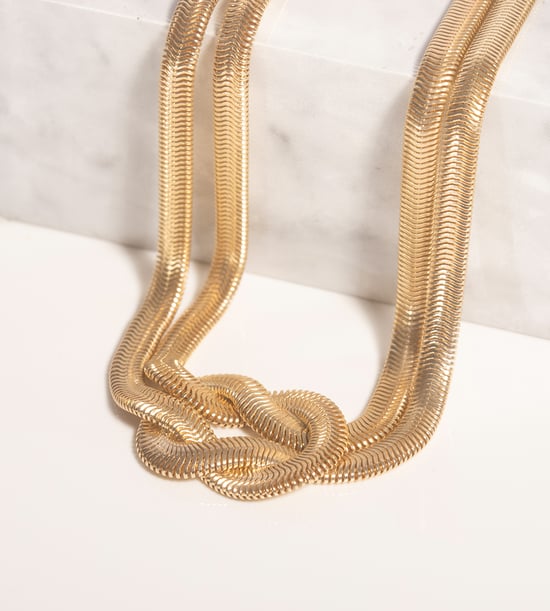 Silver Snake Chain Knot Necklace - Image 3