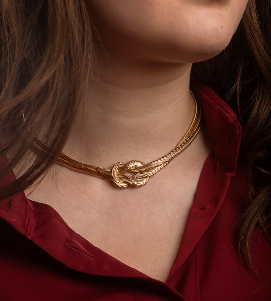 Silver Snake Chain Knot Necklace - Image 4