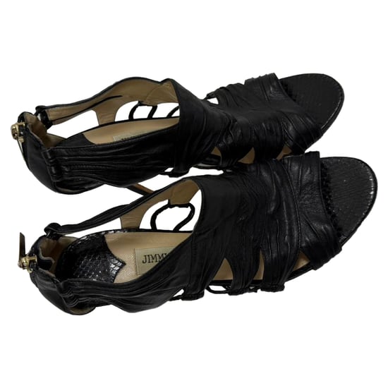 Jimmy Choo Cut-Out Sandal Heels in Black Leather - Image 5