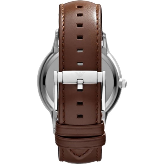 Emporio Armani AR2463 Heren Klassieke Zilveren Wijzerplaat Horloge met Leren Band - Image 2