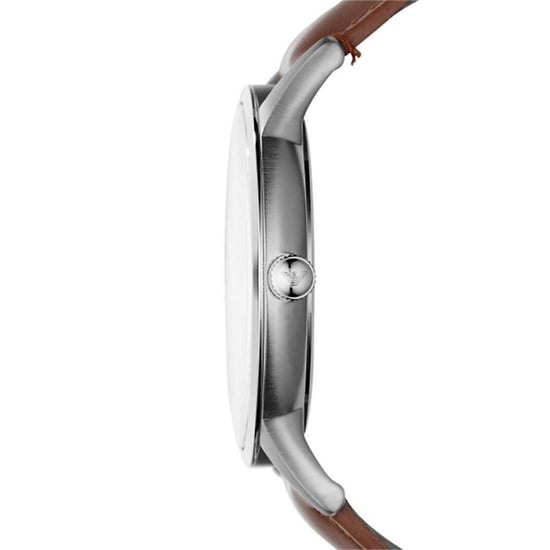 Emporio Armani AR2463 Heren Klassieke Zilveren Wijzerplaat Horloge met Leren Band - Image 3