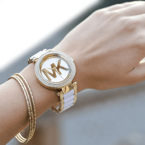 Michael Kors Parker MK6313 Witte Wijzerplaat 39mm Dames Gouden & Witte Horloge - Image 6