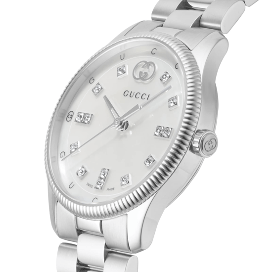 Gucci YA1265064 G-Timeless Dameshorloge 29 mm Moeder van Parel Wijzerplaat Met Diamanten Accenten - Image 4